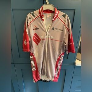 Hincapie Mens S Small Short Sleeve Cycling Shirt Full Zip Grey Gray Maroon